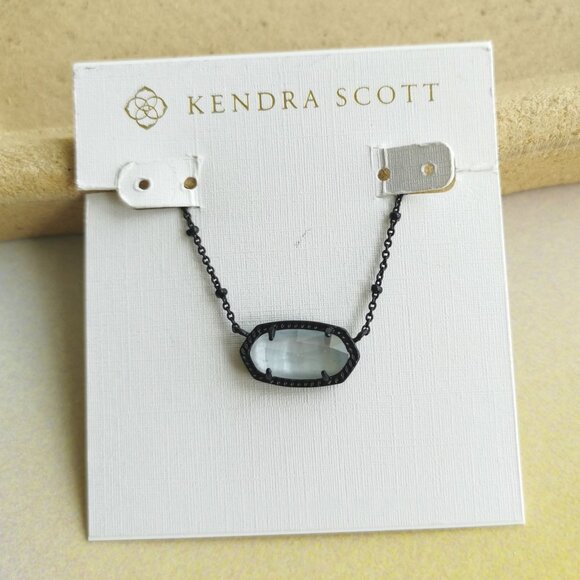 Kendra Scott Jewelry - Kendra Scott Gunmetal Elisa Gray Illusion Satellite Pendant Necklace